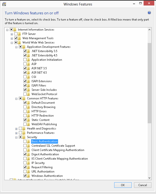 IIS features selection