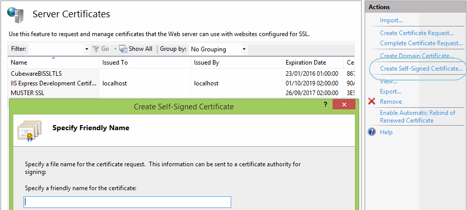 Create self-signed certificate