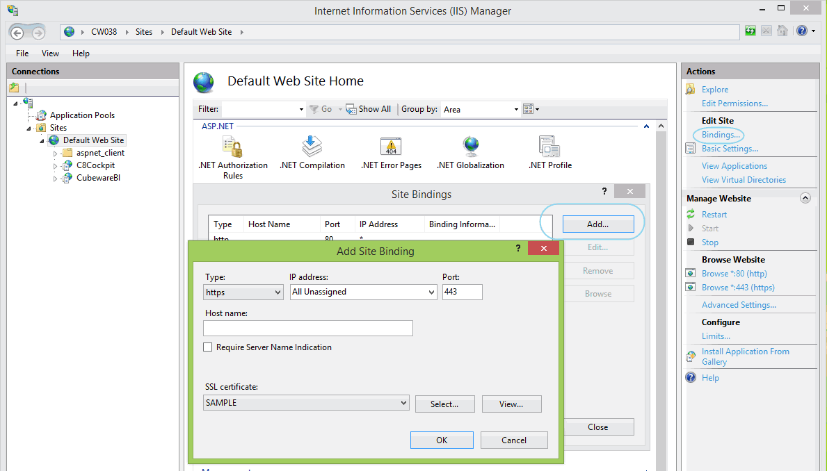 SSL binding configuration